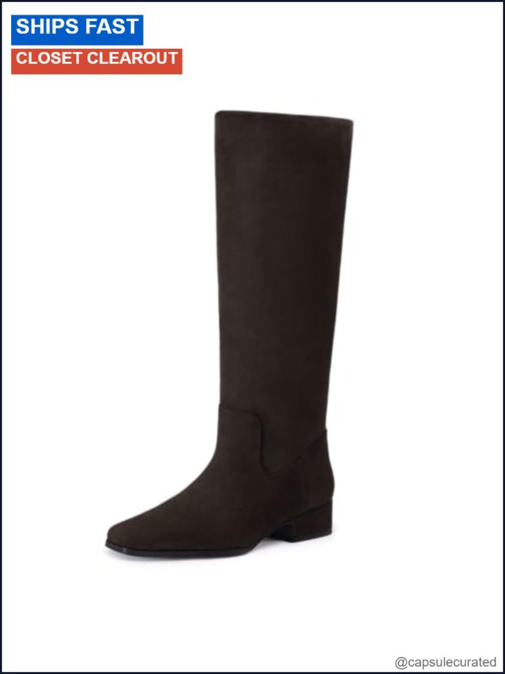 Women's Knee High Suede Boots Low Heel Square Toe Fall Winter